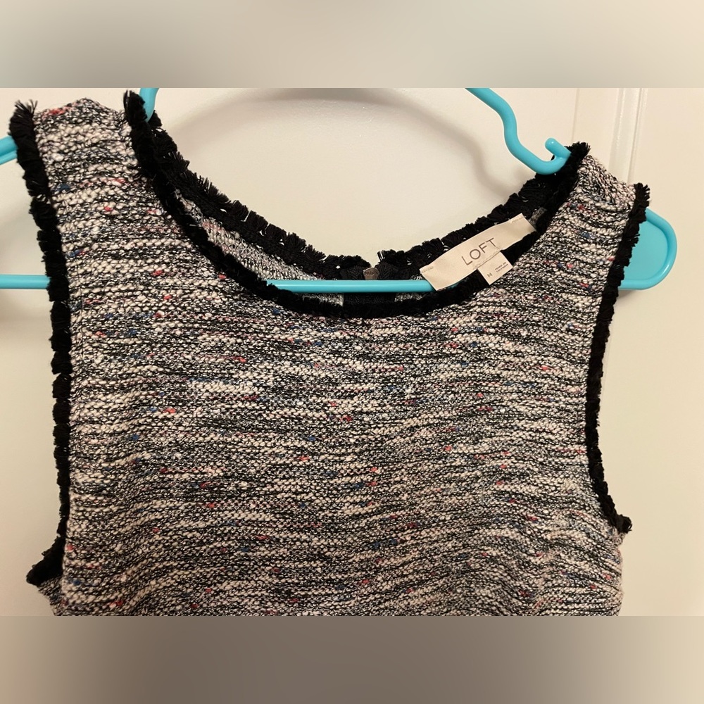 LOFT black/multicolored tweed style dress size M